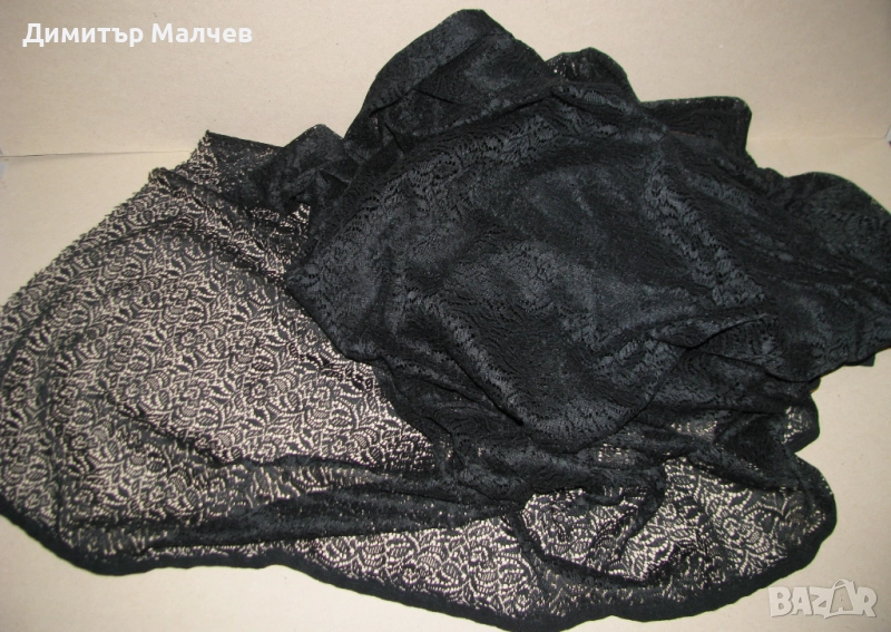 Черен дантелен плат 160/280 см черна дантела, отличен, снимка 1