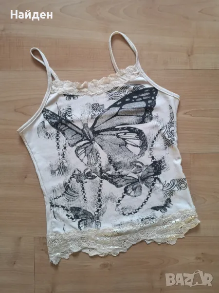 Нов Alt grunge cottagecore топ потник с пеперуди, снимка 1