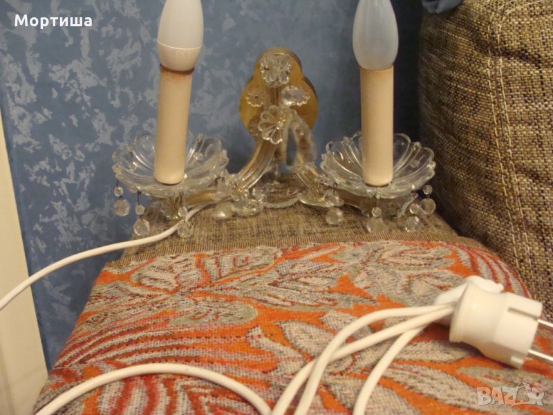 Стар кристален аплик нощна лампа , снимка 1