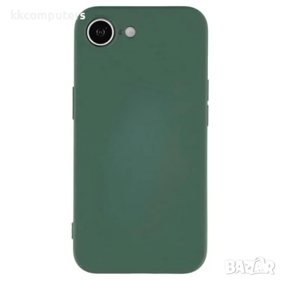 Силиконов кейс iPaky матиран, За iPhone 16e, Тъмнозелен и Протектор, снимка 1