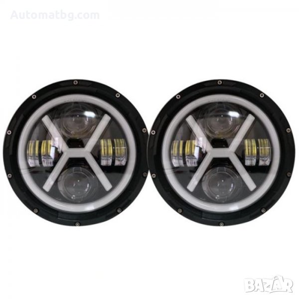 Комплект диодни халогени Automat, 60W, 12V, С мигач, Черен, снимка 1