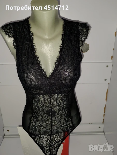 Марково боди с ластична мрежа и дантела, снимка 1