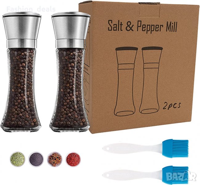 Нов Комплект мелничка за подправки сол / пипер с голям капацитет за кухня, снимка 1