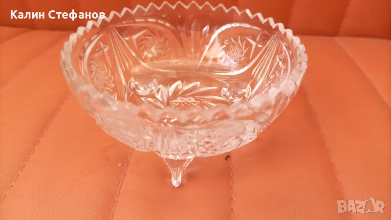 Кристална бонбониера, кръгла, крачета, снимка 1