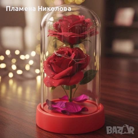 Декоративни рози в прозрачен купол и елегантна опаковка, снимка 4 - Други - 53093456