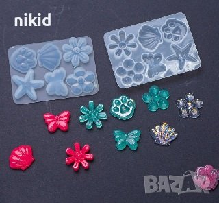 Нежни мида звезда цвете пеперуда лапа силиконов молд форма фондан смола бижута декор, снимка 2 - Форми - 38147688