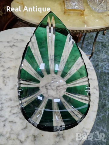 Уникален антикварен белгийски кристален пепелник Val Saint Lambert , снимка 6 - Антикварни и старинни предмети - 50645569