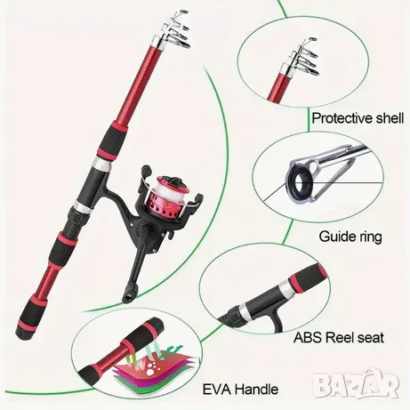 Подаръчен Комплект 2бр.Телескопични Риболовни Пръчки,спининг макари,аксесоари,чанта, снимка 3 - Въдици - 48830655