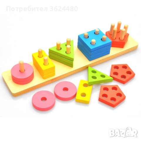 3544 Дървена играчка за нанизване с фигури