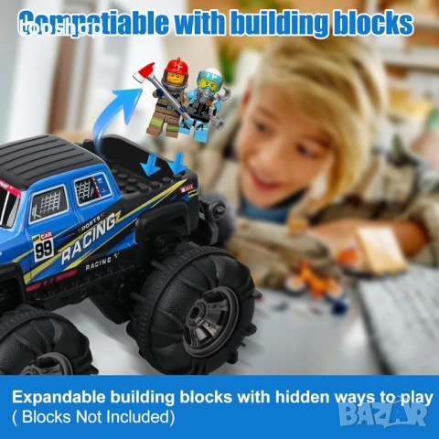 Чисто нова с 2 батерии кола амфибия с дистанционно управление, офроуд RC кола, въртяща се на 360° RC, снимка 6 - Коли, камиони, мотори, писти - 52048652