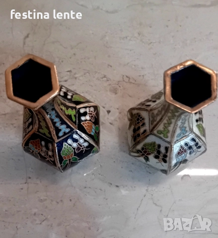 Чифт китайски мини вази клоазон, снимка 4 - Декорация за дома - 51595368
