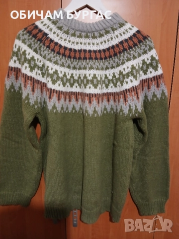 НОВ ПУЛОВЕР ОТ МЕКО ПЛЕТИВО С ШАРКИ в цвят каки, снимка 4 - Блузи с дълъг ръкав и пуловери - 52426463