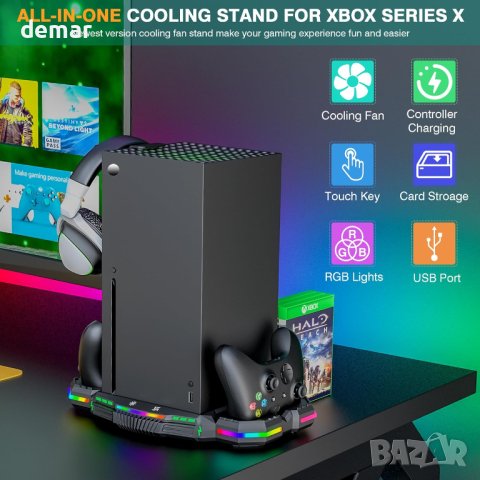 Стойка с вертикален охлаждащ вентилатор Wiilkac за Xbox Series X, снимка 2 - Аксесоари - 43727340