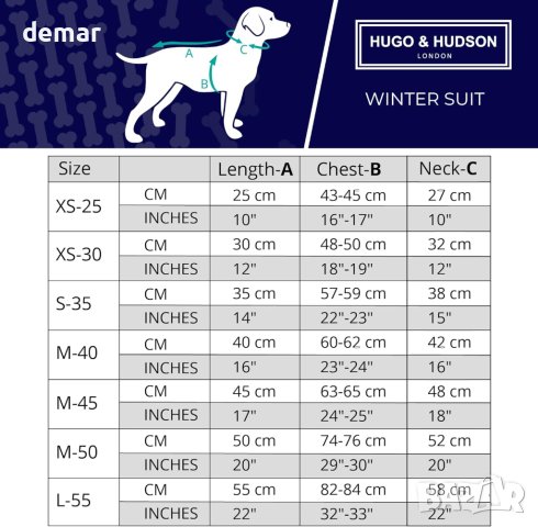 HUGO & HUDSON зимно яке за кучета, синьо, M45, снимка 3 - За кучета - 44117152