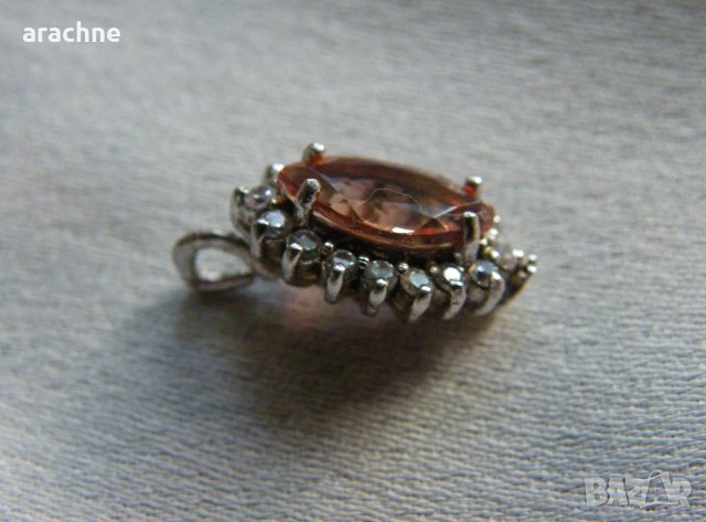 Сребърен медальон със султанит и топази, снимка 3 - Колиета, медальони, синджири - 43327686