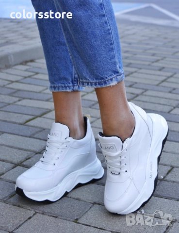 Кецове на платформа - бяла кожа с бяло ходило - PA1, снимка 2 - Кецове - 39536167