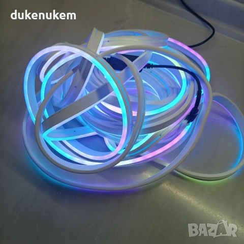 RGB+IC неон лента 10 м , водоустойчива, музикален синхрон, chase ефекти, приложение, снимка 11 - Лед осветление - 52652071