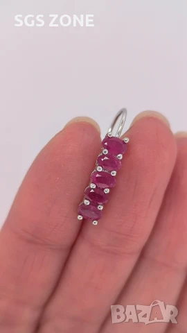 Обеци сребро 925 с естествен РУБИН, САПФИР, ИЗУМРУД, снимка 10 - Обеци - 51272555