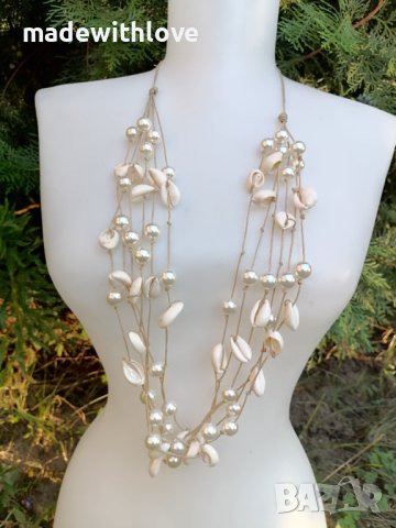 Ръчно изработено колие от седеф и морски раковини, снимка 7 - Колиета, медальони, синджири - 43251870