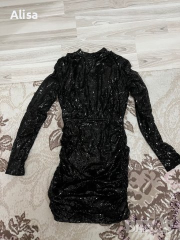 Черна рокля с паети, снимка 3 - Рокли - 41783307