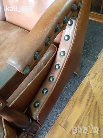 Ретро кресло естествена кожа внос от Холандия , снимка 13 - Дивани и мека мебел - 40253214