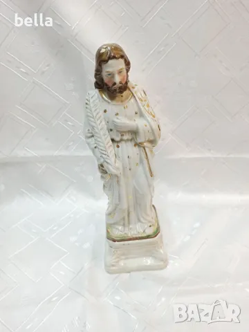 Френска антикварна порцеланова скулптура, религиозна ръчно рисувана  с позлата ,произведена 1860 год, снимка 9 - Антикварни и старинни предмети - 50046620