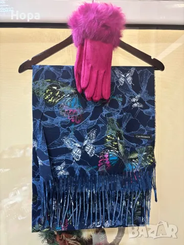 Дамски шалове Кашмир с пеперуди, снимка 3 - Шапки - 21360984