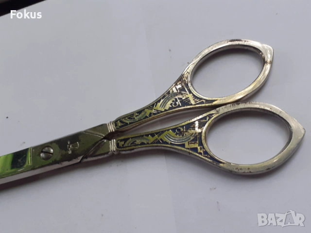 Стара ножица с емайл, снимка 4 - Антикварни и старинни предмети - 53279016