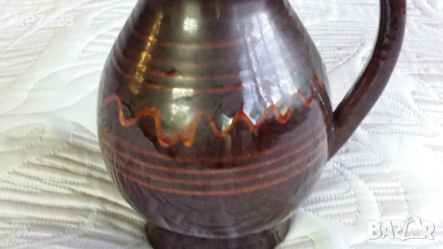 Стара ръчно изработена керамична кана/ ваза, снимка 3 - Вази - 21626626