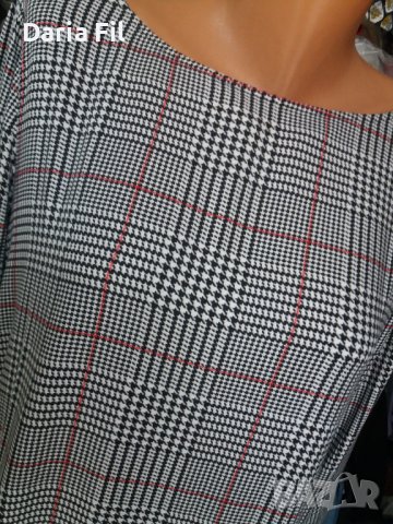 Риза със 7/8 дължина на ръкава в сиво-бордо пепит/каре, снимка 2 - Ризи - 43253214