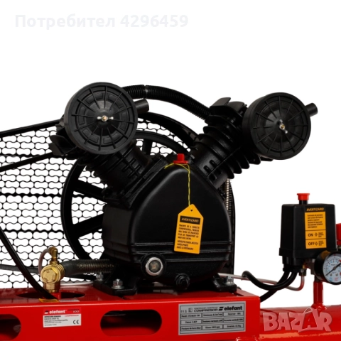 Компресор 100 л, 8 bar, 330 л/мин, 3 к.с. Elefant XY2065A-100, снимка 7 - Компресори - 48625517