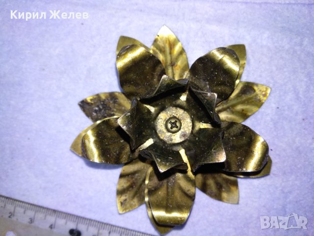 КРАСИВ СТАР ФЛОРАЛЕН СРЕБРИСТ МЕТАЛЕН ВИНТИДЖ СВЕЩНИК - РОЗА 41335, снимка 4 - Други ценни предмети - 43598206