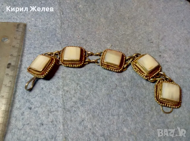 Стара СЕДЕФЕНА ОРИЕНТАЛСКИ ЕТНО СТИЛ ГРИВНА от ТИБЕТСКО СРЕБРО / САЧАН / БРОНЗ Ръчна РАБОТА 48779, снимка 2 - Антикварни и старинни предмети - 48148987