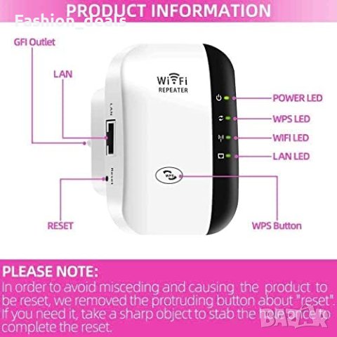 Нов WiFi усилвател за сигнал Интернет Антена разширител на обхват, снимка 2 - Мрежови адаптери - 40835160