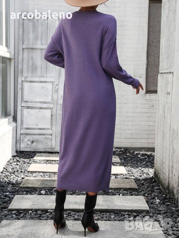 Модна дамска плетена рокля с копчета с темперамент, 3цвята - 023, снимка 10 - Рокли - 43317905