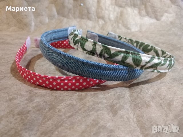Комплект 3 бр. диадеми Диадема Деним Червена Диадема Аксесоари за коса Ръчна Изработка , снимка 5 - Аксесоари за коса - 38618486