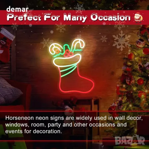 Коледна LED неонова табела WingFly, с USB захранване (коледен чорап), снимка 4 - Декорация за дома - 48209422