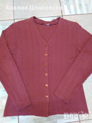 Тънка памучна жилетка цвят бордо