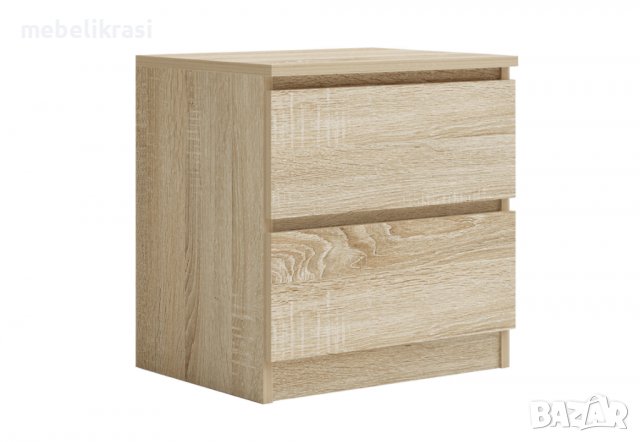 Нощно шкафче Лео 2 с две чекмеджета, дъб сонома, снимка 1 - Шкафове - 39798699
