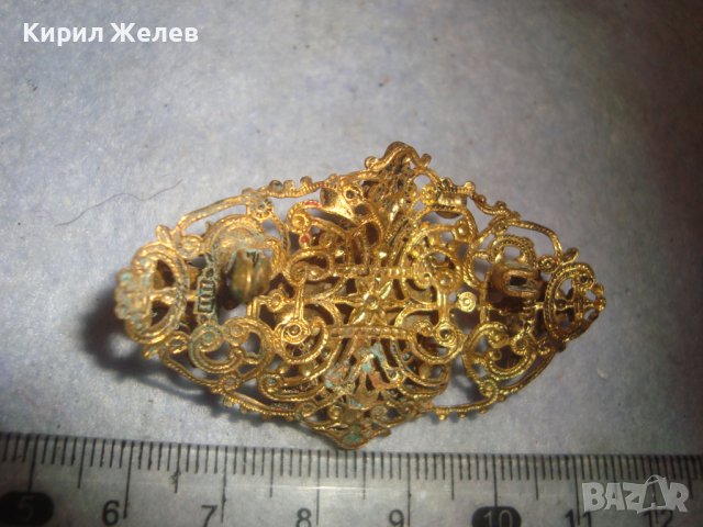 ПРЕКРАСНА СТАРИННА ФИЛИГРАННА БРОНЗОВА ПОЗЛАТЕНА АР НУВО РЕТРО БРОШКА МАЙСТОРСКА ИЗРАБОТКА 31393, снимка 8 - Антикварни и старинни предмети - 38032397