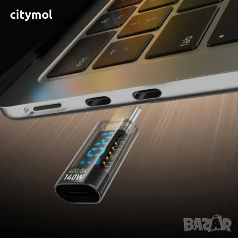 USB C към USB C адаптер с LED дисплей, 8К, 40 Gbps 140 W, Power Meter, USB4 Thunderbolt, снимка 3 - Други - 48507315