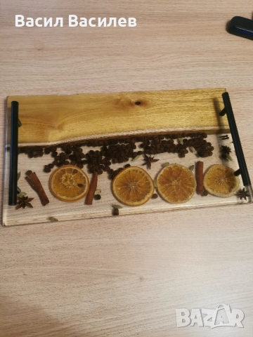 поднос от епоксидна смола и ясен , снимка 2 - Декорация за дома - 52078480