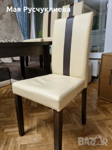Трапезна маса Дони с четири кожени стола на мебели Виденов. , снимка 2 - Маси - 53233183