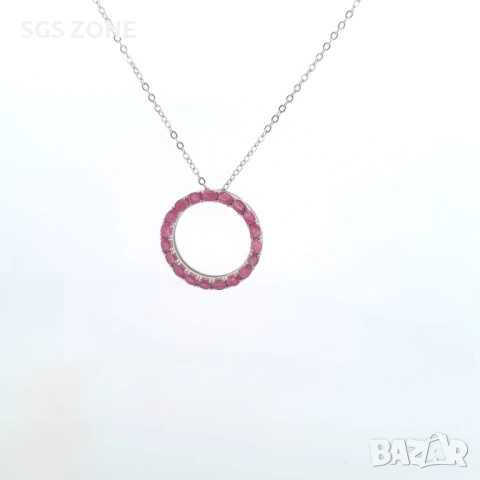 класическо сребърно колие 925 със сапфири или рубини, снимка 4 - Колиета, медальони, синджири - 51262743