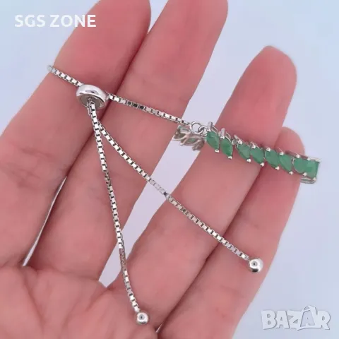 Тенис Сребърна Гривна Emerald/Ruby/Sapphire, снимка 2 - Гривни - 49889868