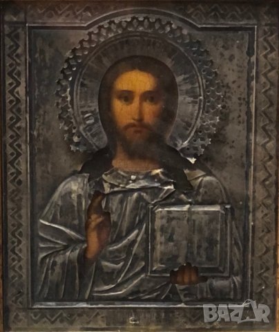 Руска икона Сребърна руска икона от края на 19-ти век., снимка 4 - Икони - 28234776