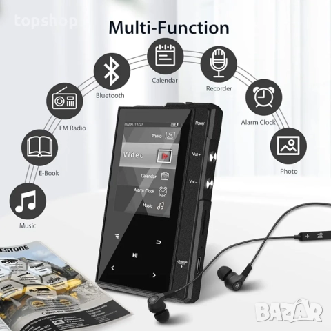 Нов Phinistec Z6 цифров аудио плейър с високоговорител, 2.4'' IPS 96GB MP3 с 90 часа живот на батери, снимка 7 - Аудиосистеми - 52340012
