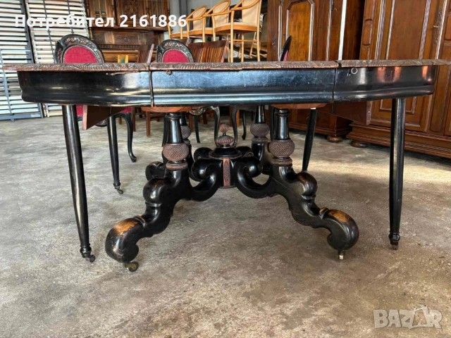 Антикварна маса със шест стола с красива дърворезба , снимка 16 - Антикварни и старинни предмети - 51444397