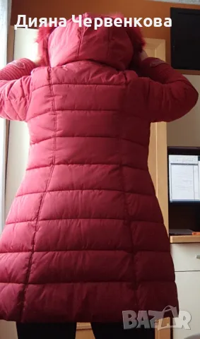 Дамско зимно яке с качулка, естествен косъм, цвят бордо от шушляк; 2XL÷3XL, снимка 8 - Якета - 48489290