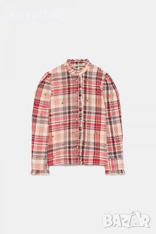 Zara-дамска ризка Каре, снимка 7 - Ризи - 27397091